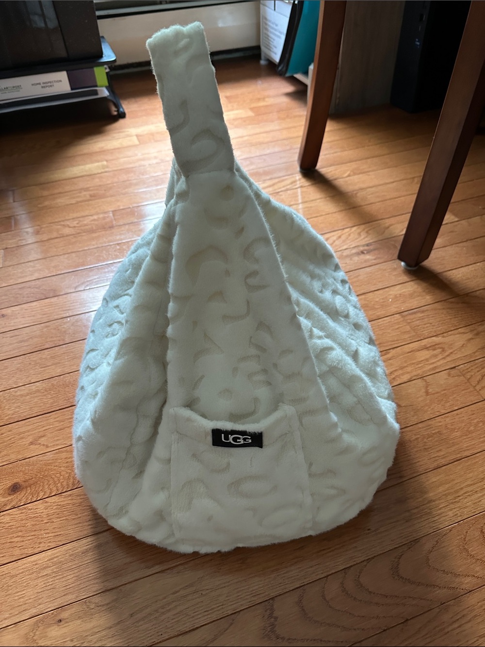 UGG Cream Plush Knot-Style Accent Pillow